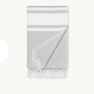 NIB Boll & Branch Bonfire Blanket Pewter/ White